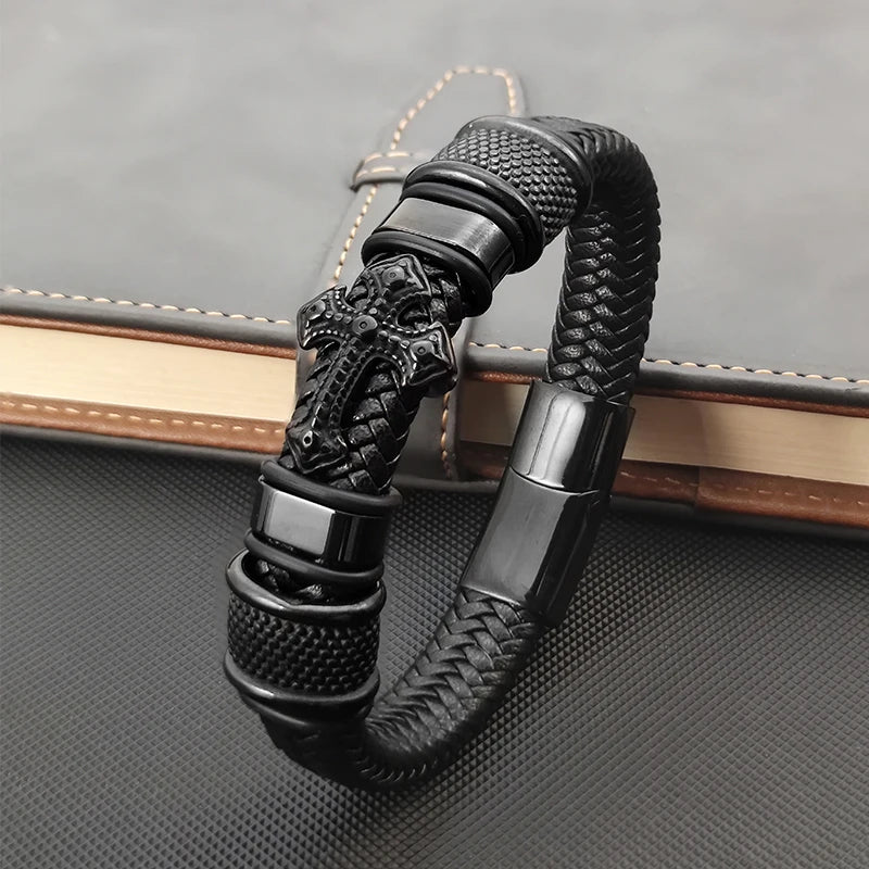 PULSERA CRUZ DOBLE TEJIDO