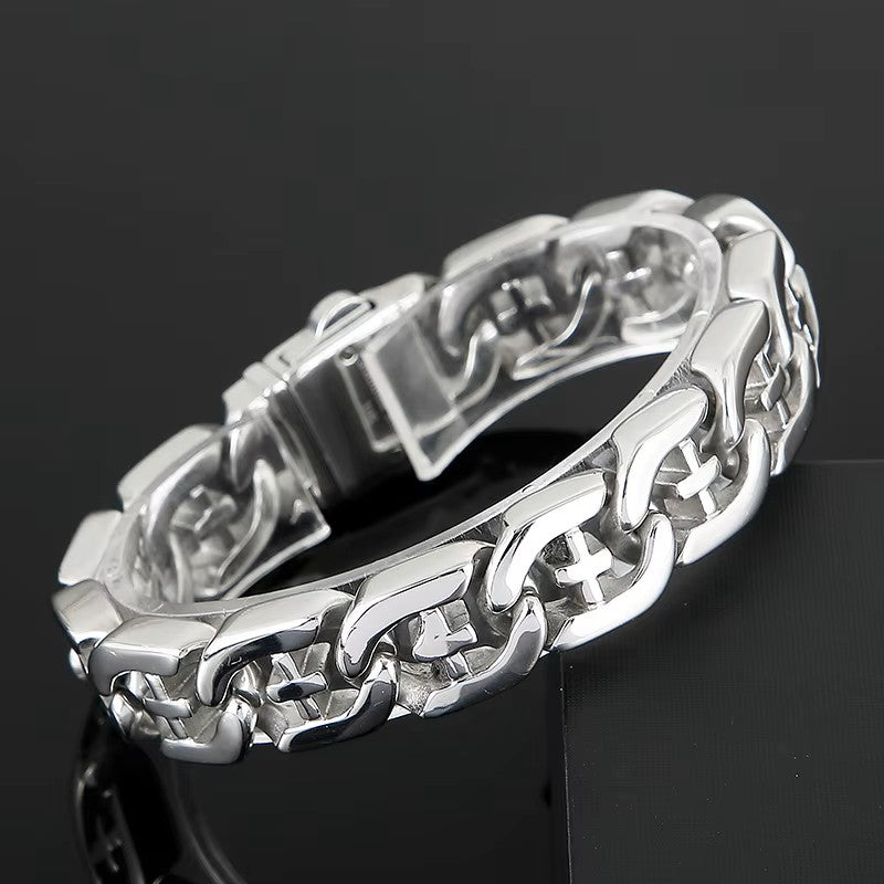 PULSERA MACIZA CON CRUZ