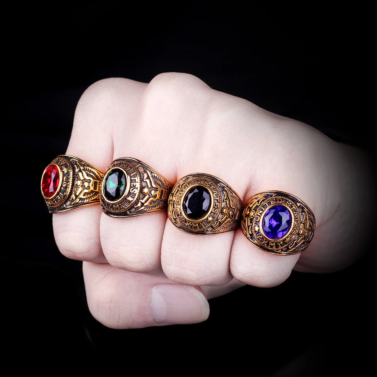 ANILLO ARMADA EEUU CON PIEDRA