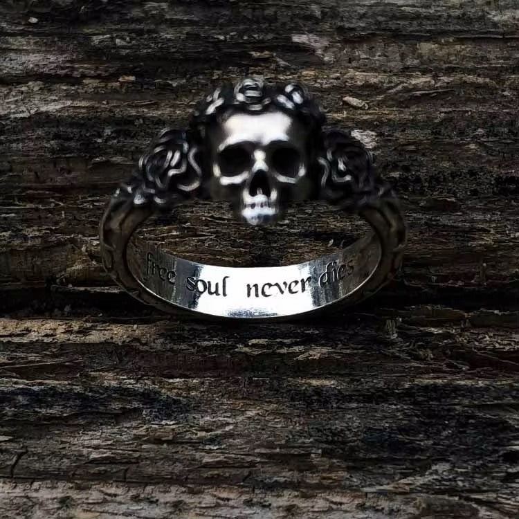 ANILLO CALAVERA CON ROSAS