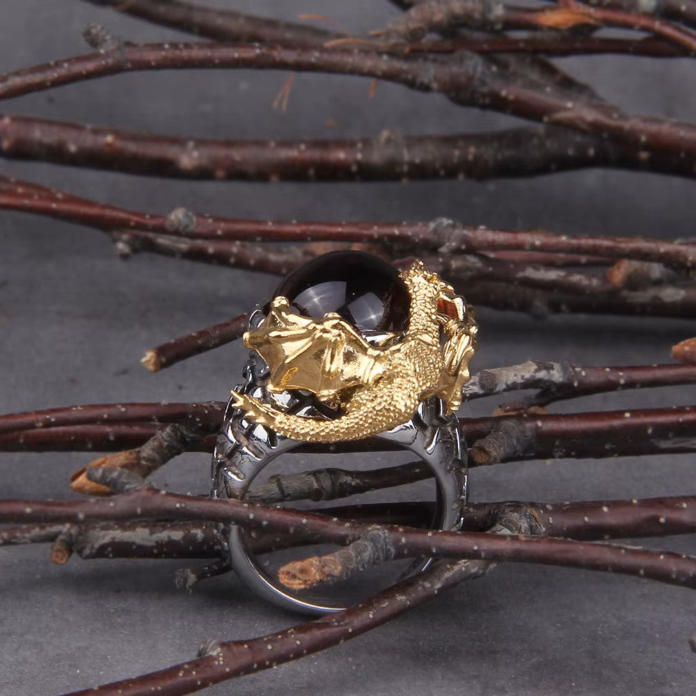 ANILLO CON PIEDRA Y DRAGON