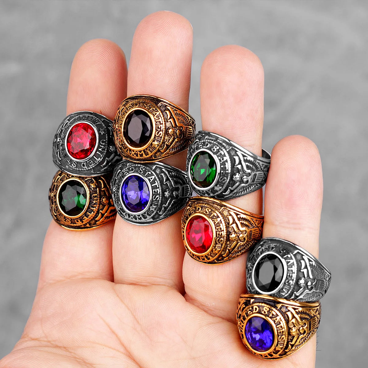 ANILLO ARMADA EEUU CON PIEDRA