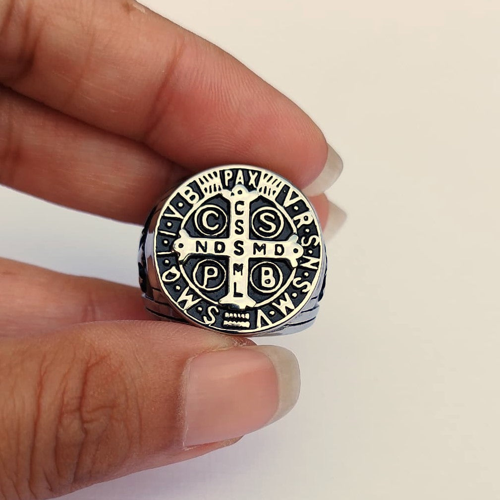 ANILLO SAN BENITO ABAD PLATEADO