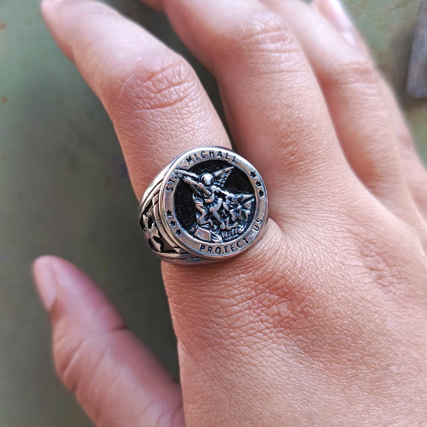 ANILLO SAN MIGUEL ARCANGEL PLATEADO