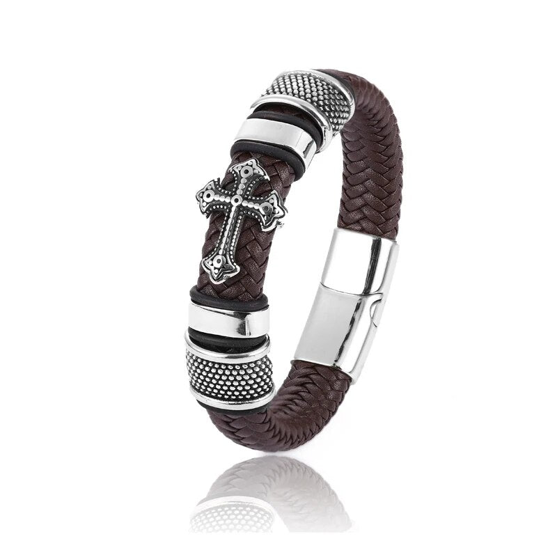 PULSERA CRUZ DOBLE TEJIDO