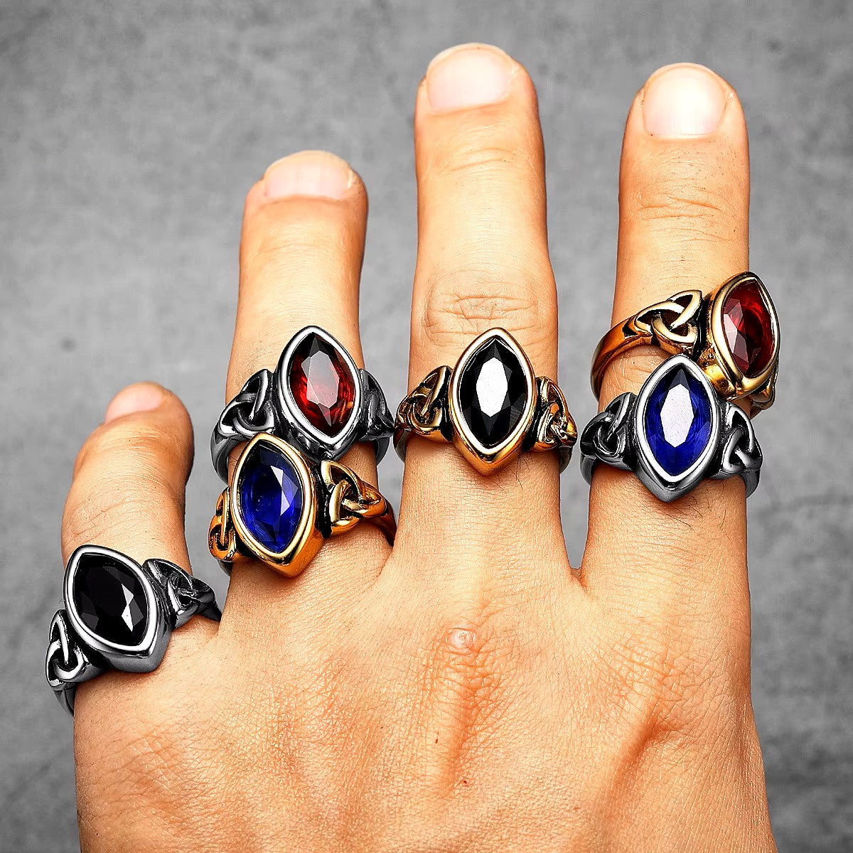 ANILLO NUDO VIKINGO PIEDRA