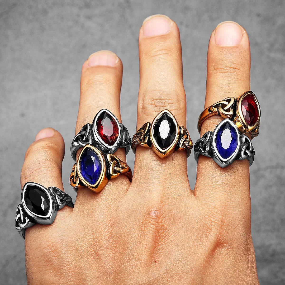 ANILLO NUDO CELTA CON GEMA DE COLOR