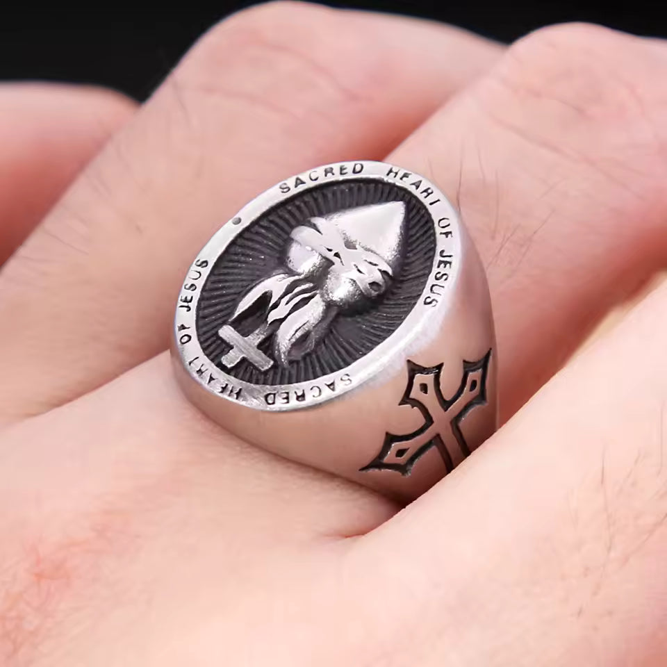 ANILLO CORAZON DE JESUS MACIZO
