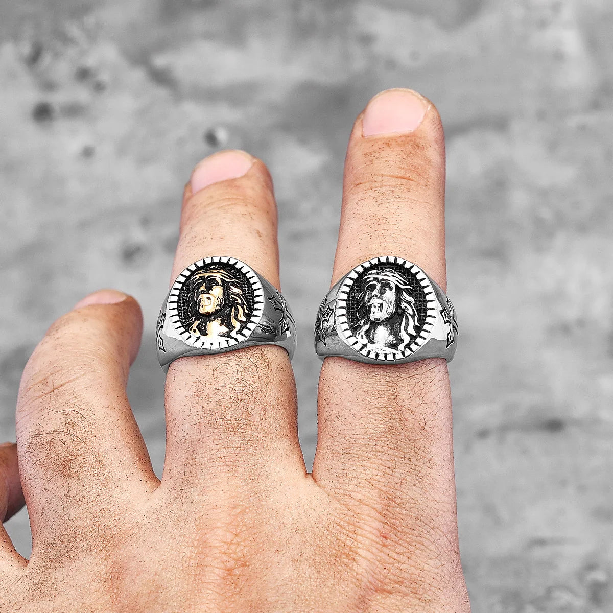 ANILLO CRISTO CON CRUZ RELIGIOSA