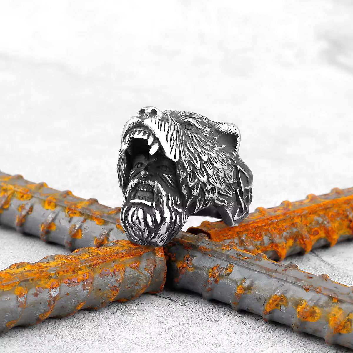 ANILLO CABEZA DE OSO Y GUERRERO