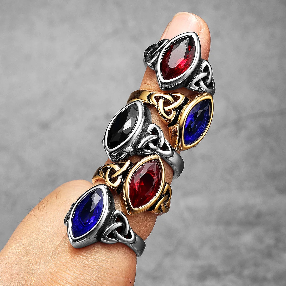 ANILLO NUDO CELTA CON GEMA DE COLOR