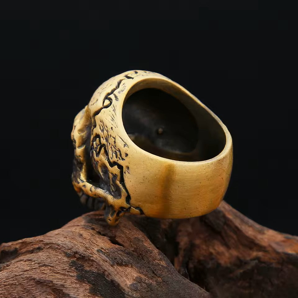 ANILLO CALAVERA DORADA ENVEJECIDA