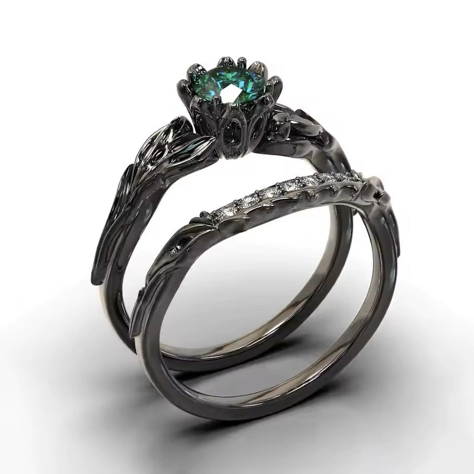 ANILLO DOBLE CUARZO VERDE