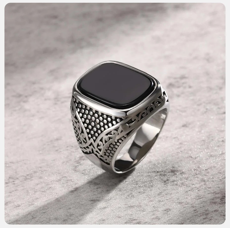 ANILLO PIEDRA NEGRA RECTANGULAR