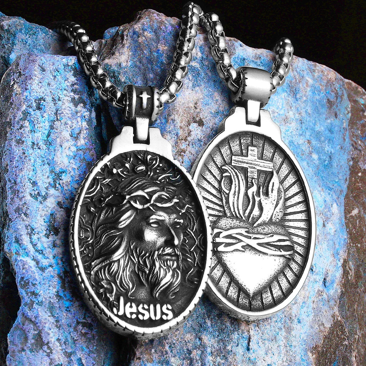 COLLAR JESUS Y CORAZON DE JESUS (REVERSIBLE)