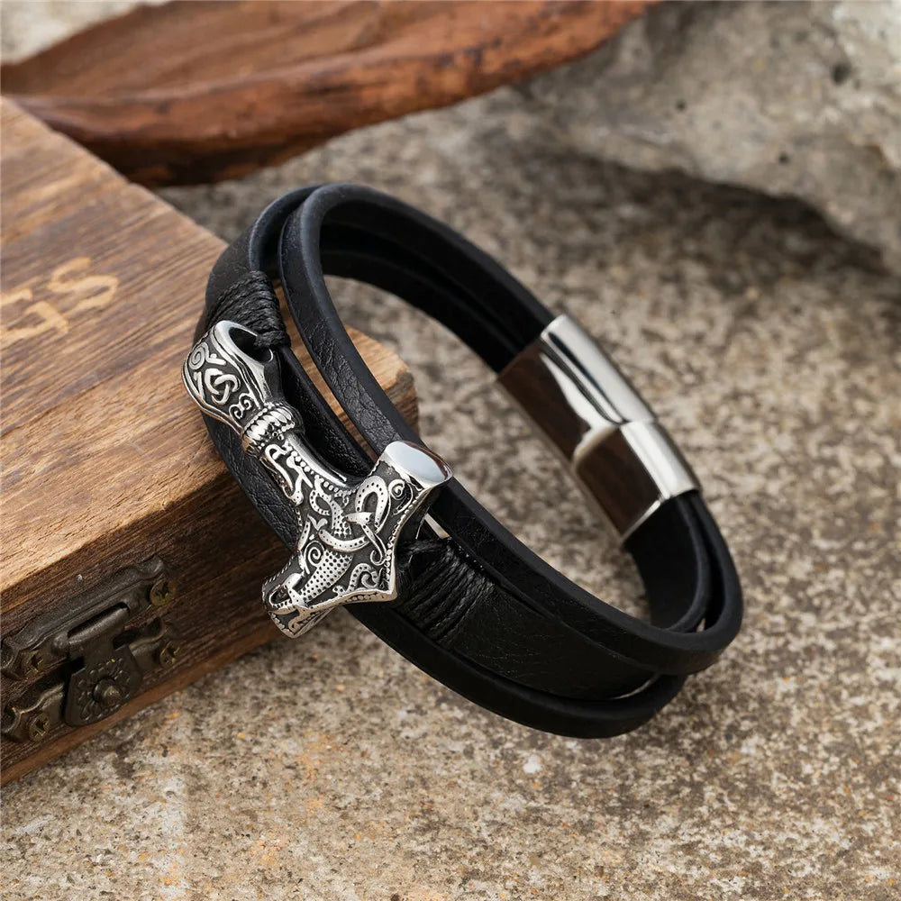 PULSERA TRIPLE MARTILLO DE THOR