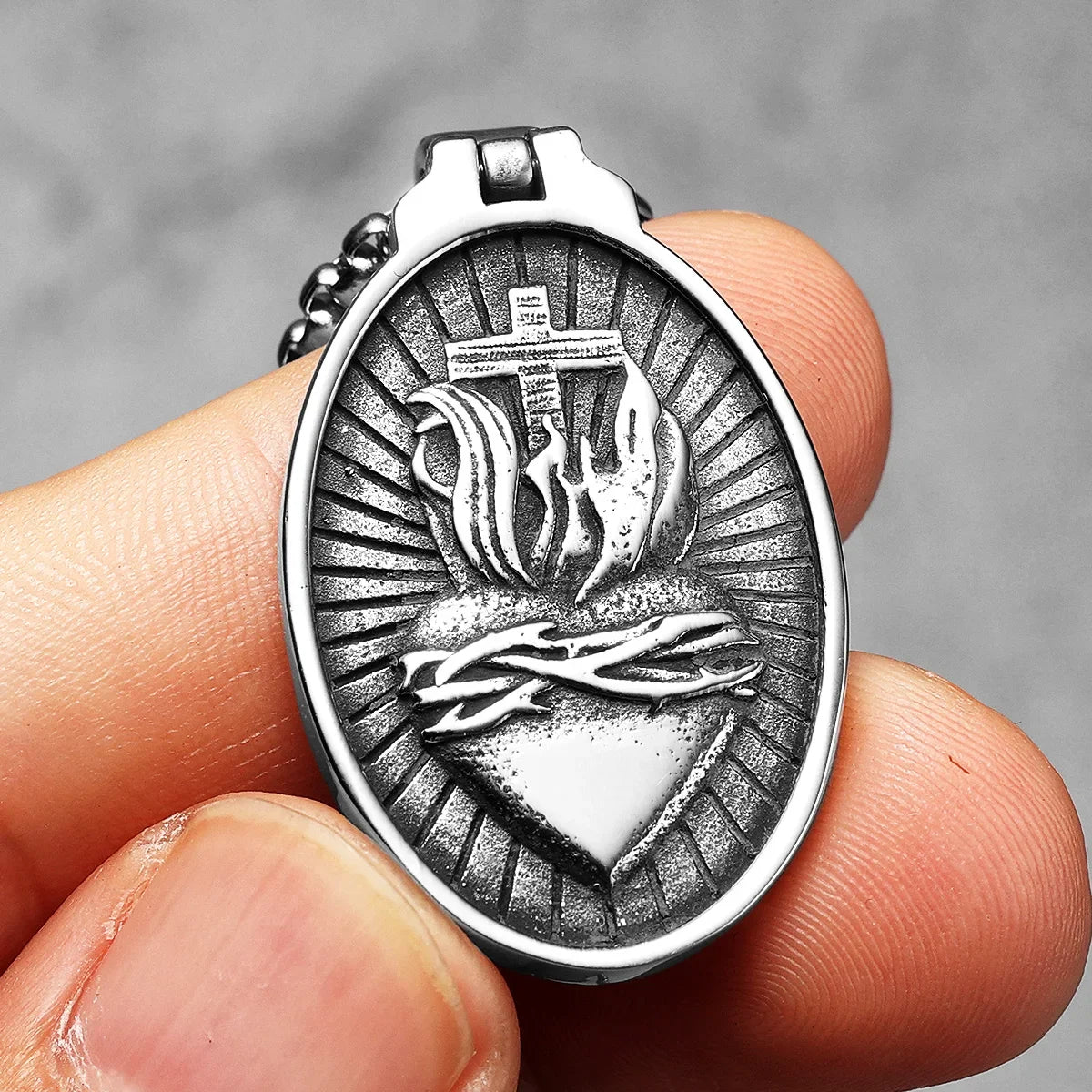 COLLAR JESUS Y CORAZON DE JESUS (REVERSIBLE)