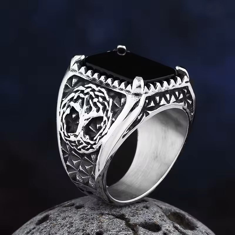 ANILLO ARBOL DE LA VIDA CON PIEDRA