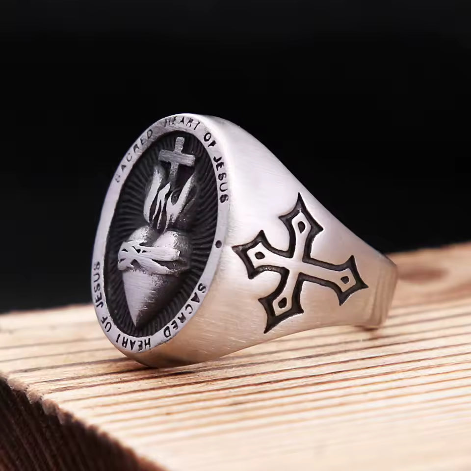 ANILLO CORAZON DE JESUS MACIZO