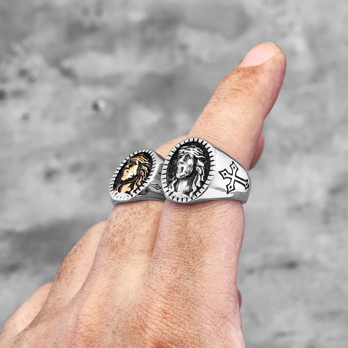 ANILLO CRISTO CON CRUZ RELIGIOSA