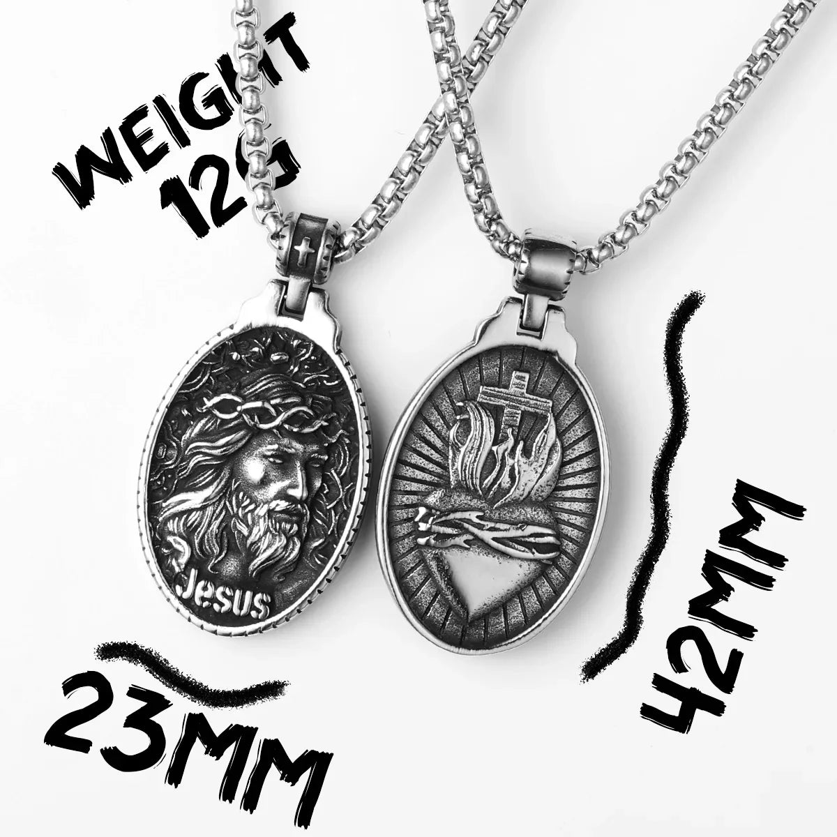 COLLAR JESUS Y CORAZON DE JESUS (REVERSIBLE)