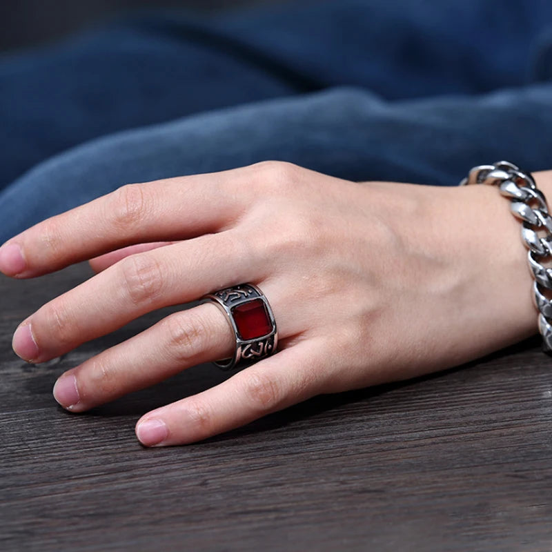 ANILLO MANTRA PIEDRA ROJA