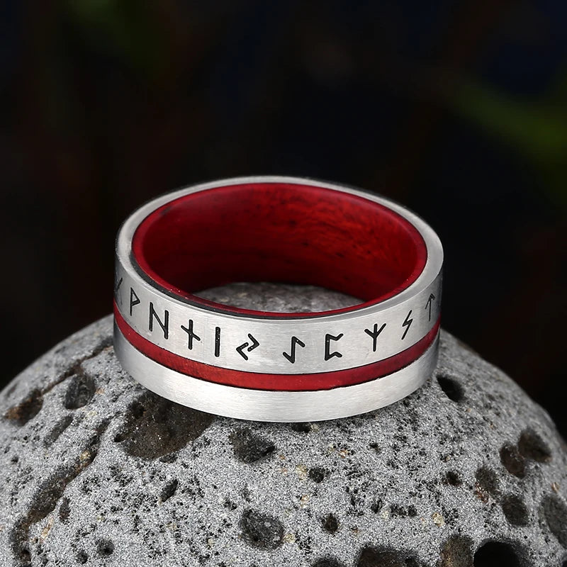 ANILLO VIKINGO ROJO Y PLATEADO