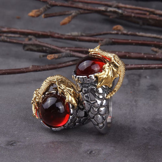 ANILLO CON PIEDRA Y DRAGON