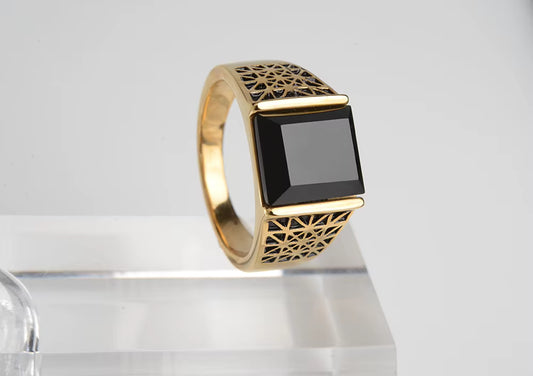 ANILLO PIEDRA NEGRA CUADRADA