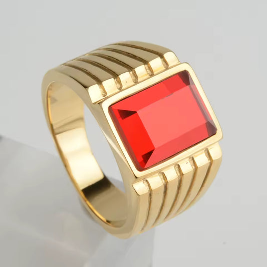 ANILLO PIEDRA CUADRADA CON RAYITAS