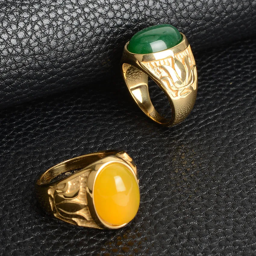 ANILLO CON PIEDRA Y FLOR DE LOTO