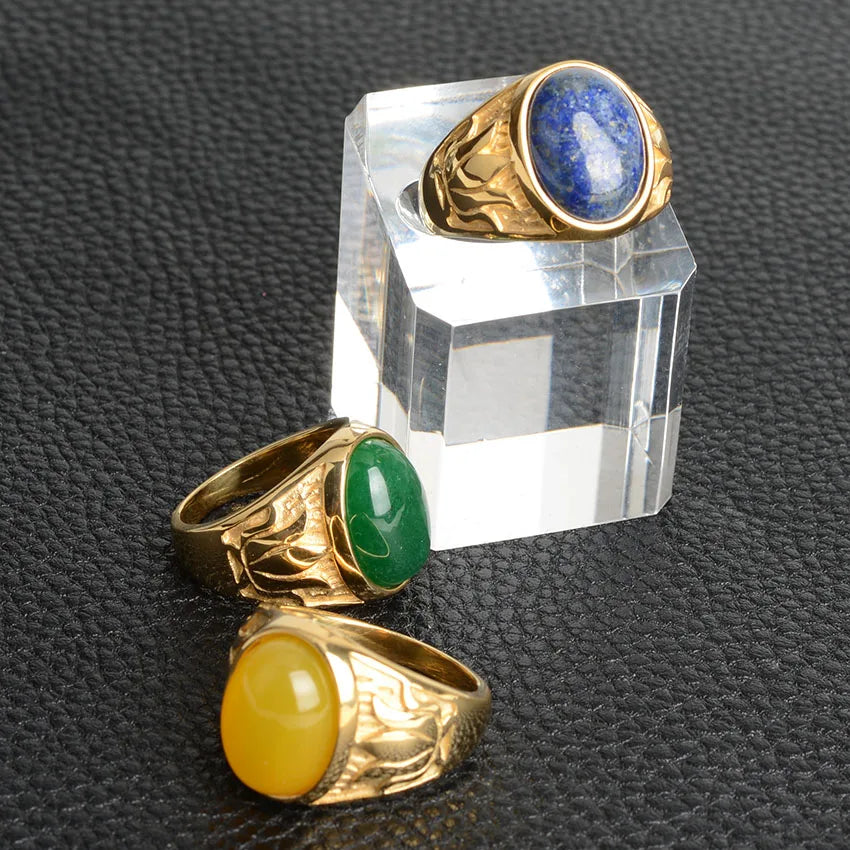 ANILLO CON PIEDRA Y FLOR DE LOTO