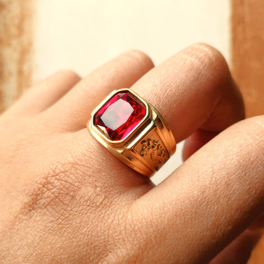 ANILLO DRAGON PIEDRA ROJA