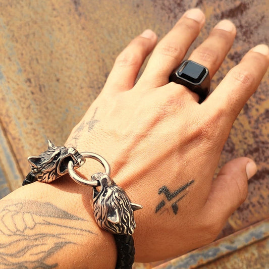 ANILLO ELEGANTE NEGRO PIEDRA NEGRA