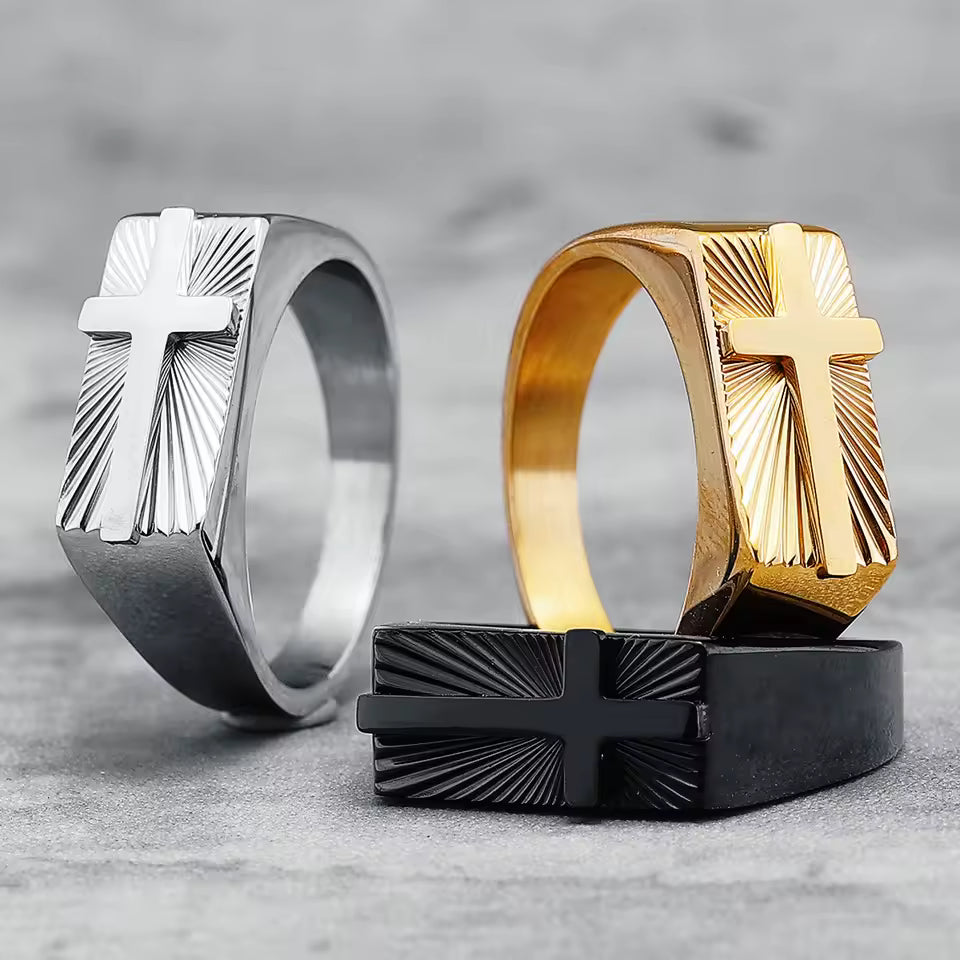 ANILLO RECTANGULAR CON CRUZ