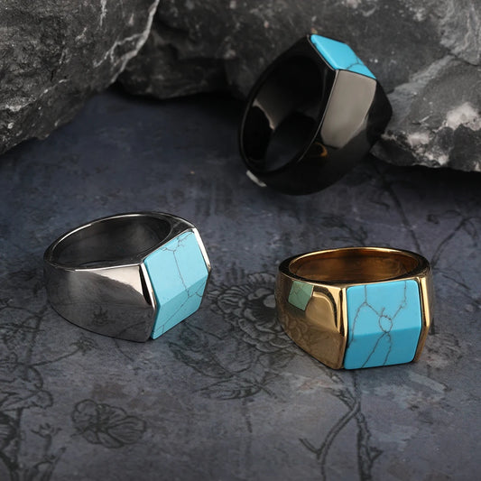 ANILLOS PIEDRA AZUL TIPO MARMOL