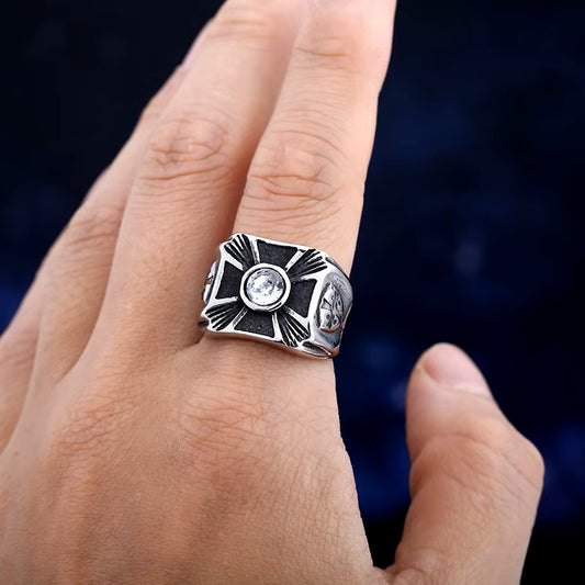 ANILLO CRUZ CON DIAMANTE