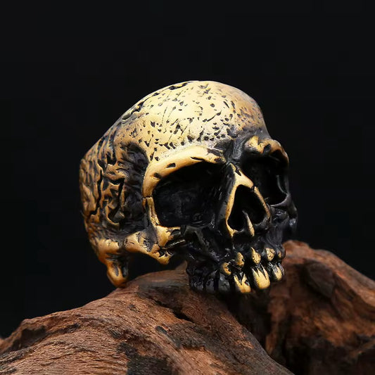 ANILLO CALAVERA DORADA ENVEJECIDA