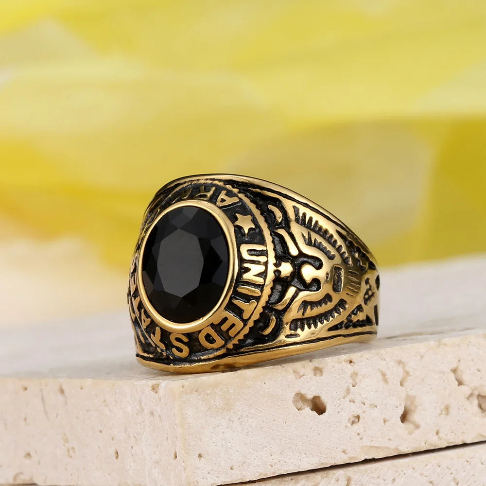 ANILLO ARMADA EEUU CON PIEDRA
