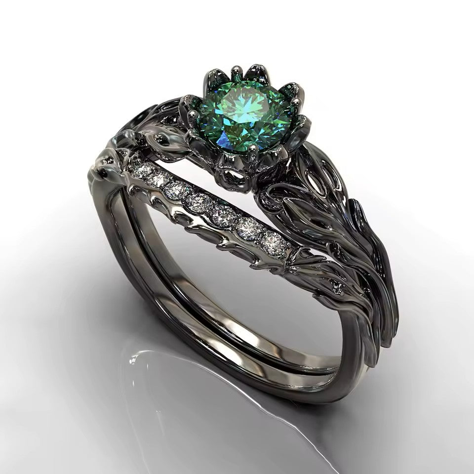 ANILLO DOBLE CUARZO VERDE