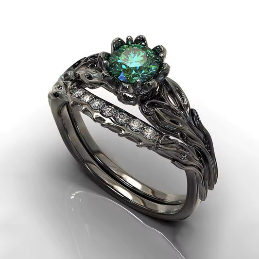 ANILLO DOBLE CUARZO VERDE