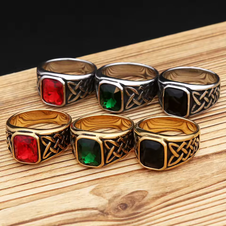 ANILLO VIKINGO CON PIEDRA