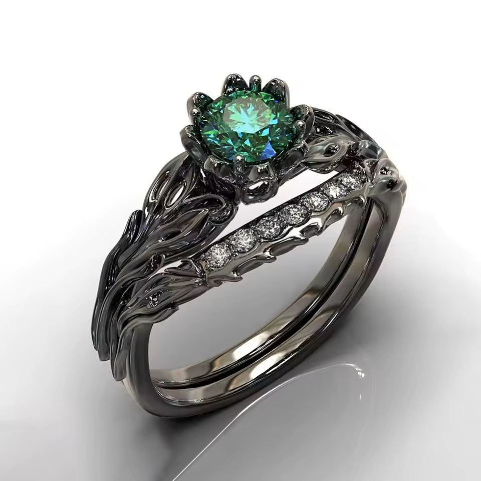 ANILLO DOBLE CUARZO VERDE