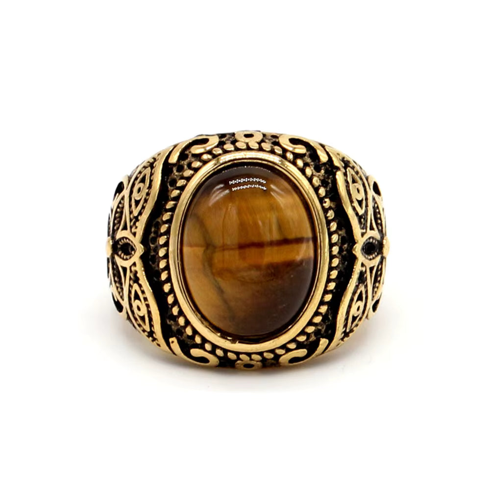 ANILLO CON PIEDRA Y BANDA DE FLOR
