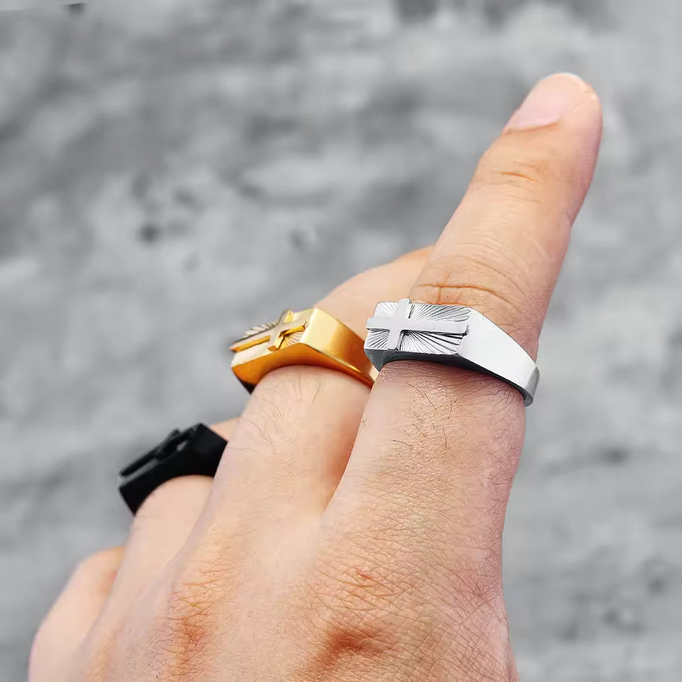 ANILLO RECTANGULAR CON CRUZ