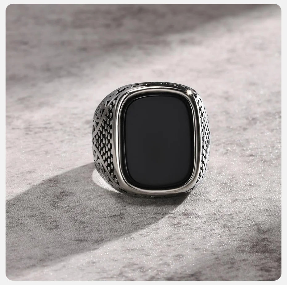 ANILLO PIEDRA NEGRA RECTANGULAR