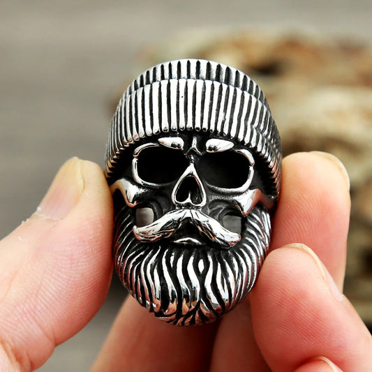 ANILLO CALAVERA CON BARBA