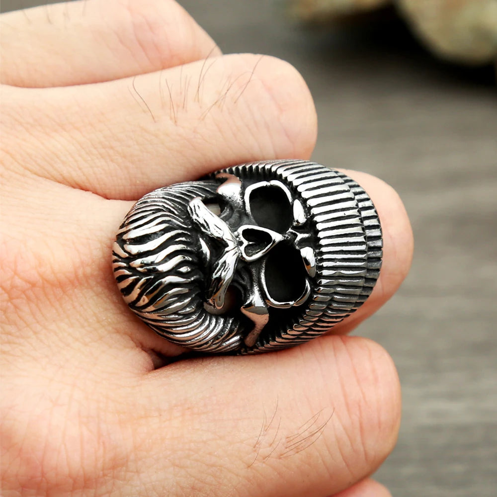 ANILLO CALAVERA CON BARBA