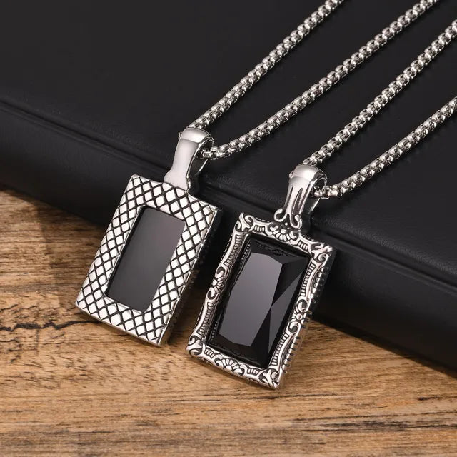 COLLAR RECTANGULAR PIEDRA NEGRA (REVERSIBLE)