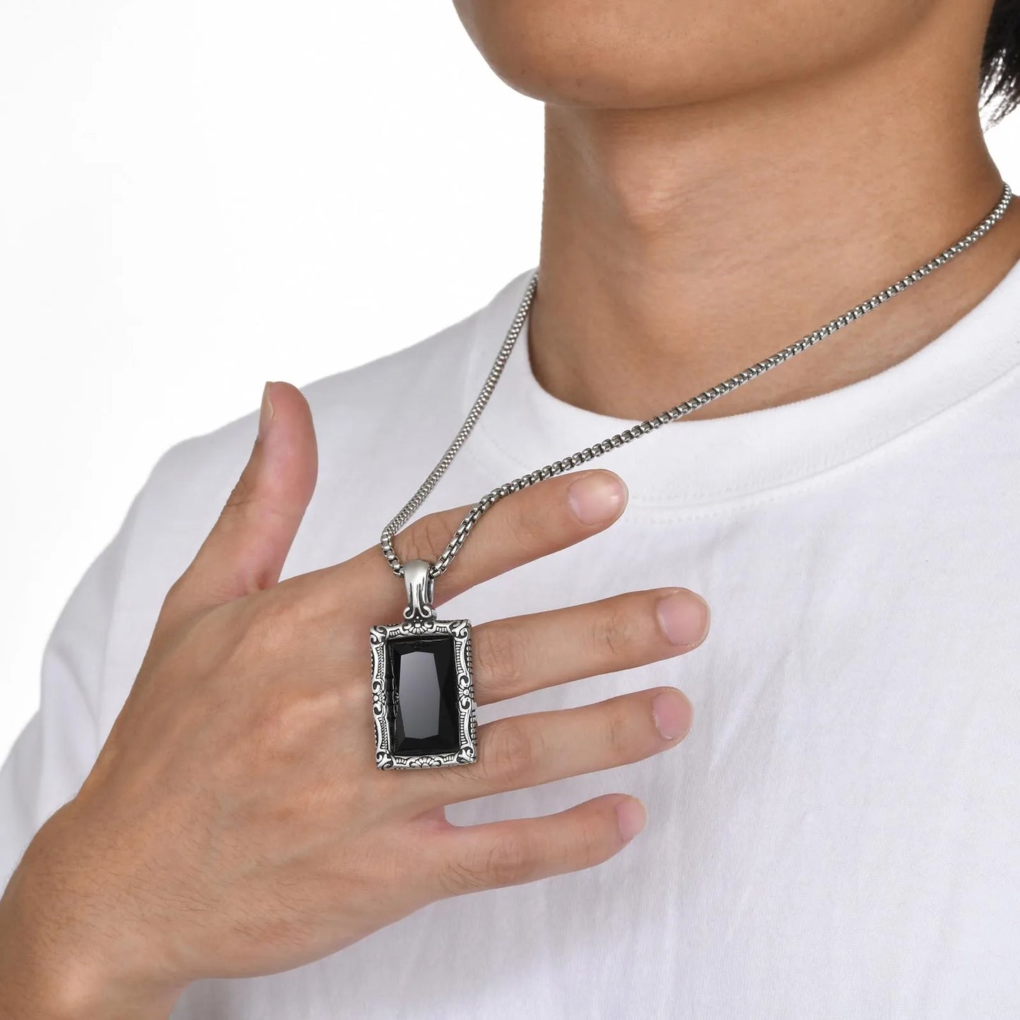 COLLAR RECTANGULAR PIEDRA NEGRA (REVERSIBLE)